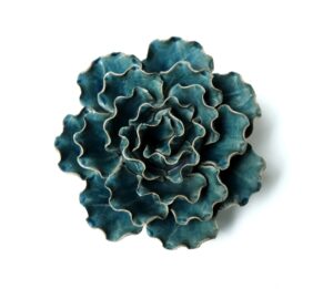 Ceramic Flower Wall Decoration - Teal Sea Lettuce