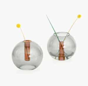 Large Reversible Bubble Vase - Smoke/Amber