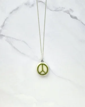 Peace Pendant - Green w/ Silver Chain